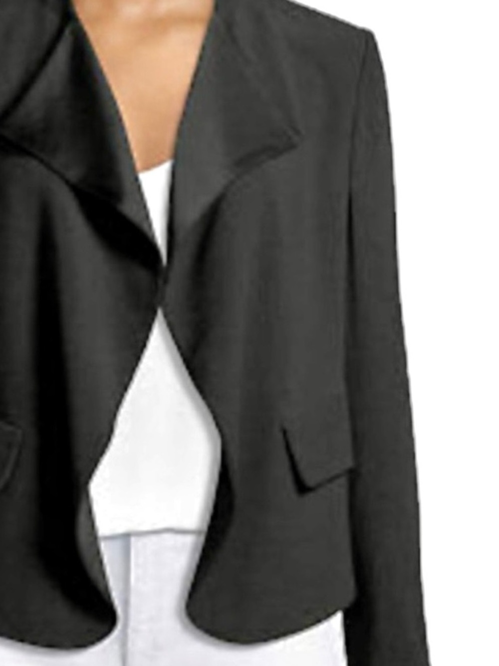Theory $455 Kensington Flared Peplum Waterfall Lapel Crepe Satin Relaxed Open - Picture 2 of 11